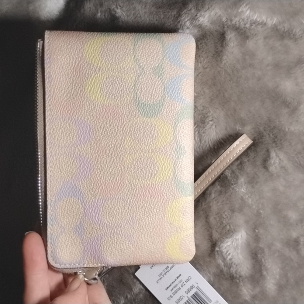Coach Wristlet with Subtle Multicolor Design Rainbow Collection - Picture 2 of 3